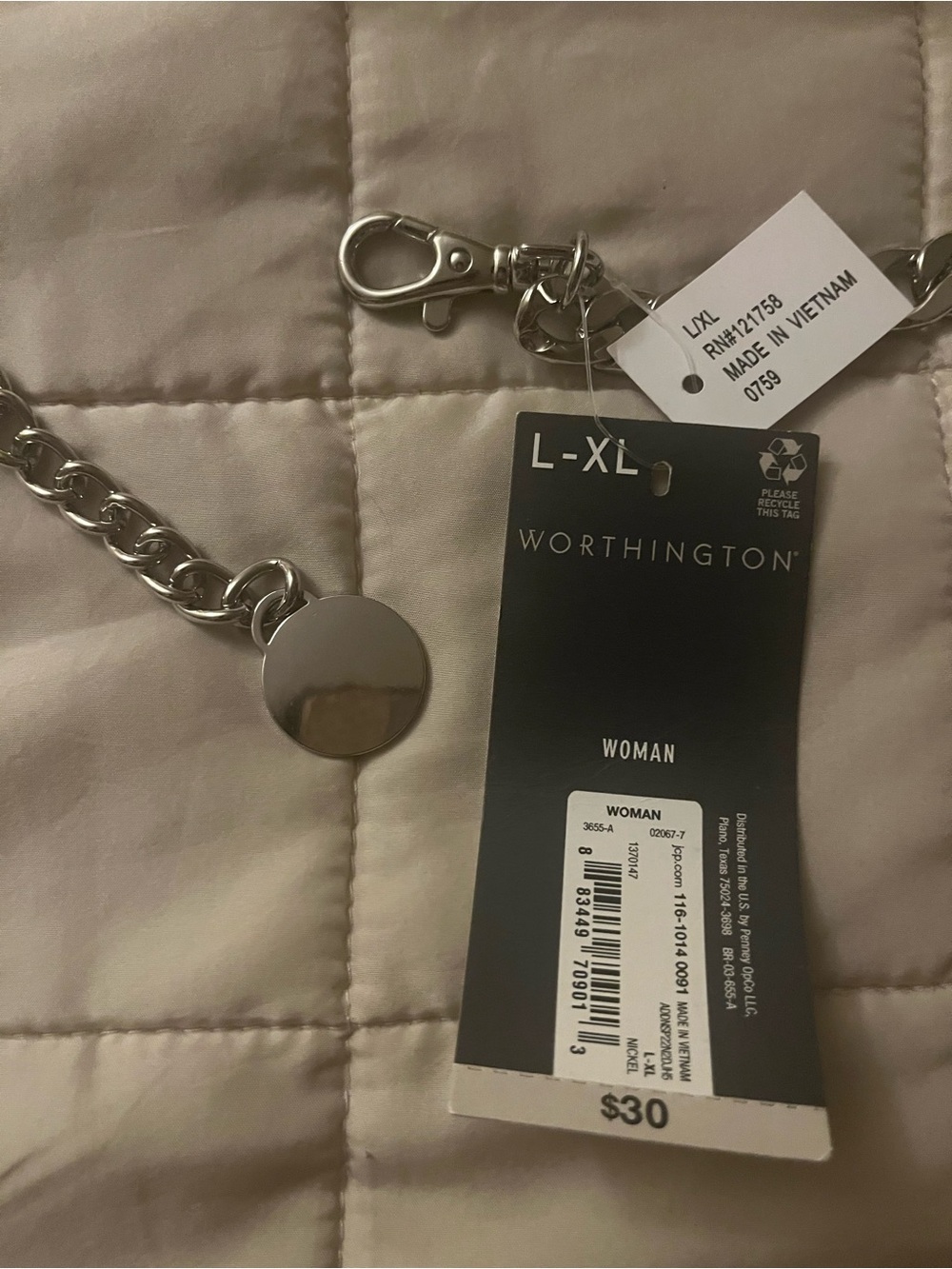 Worthington Silver-Tone Chain Belt with Round Tag